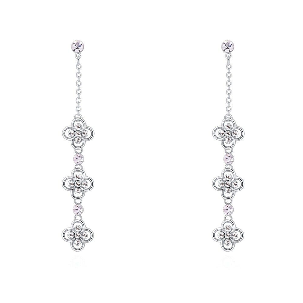 Clear Swarovski Crystal Floral Drop Earrings