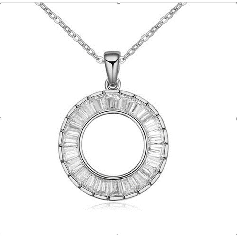 Clear Swarovski Crystal Open Circle Pendant Necklace