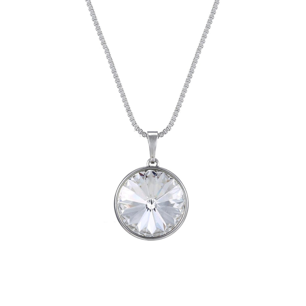 Clear Swarovski Crystal Rivoli Pendant Necklace - White