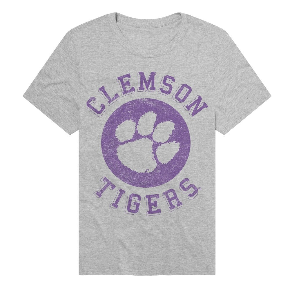 Clemson University Classic Retro Stamp Unisex Adult Heathered Premium T Shirt