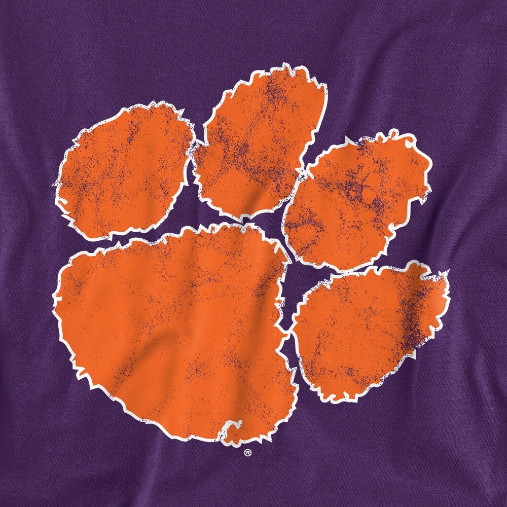 Clemson University Distressed Primary Logo Kids T Shirt for Youth Boys and Girls