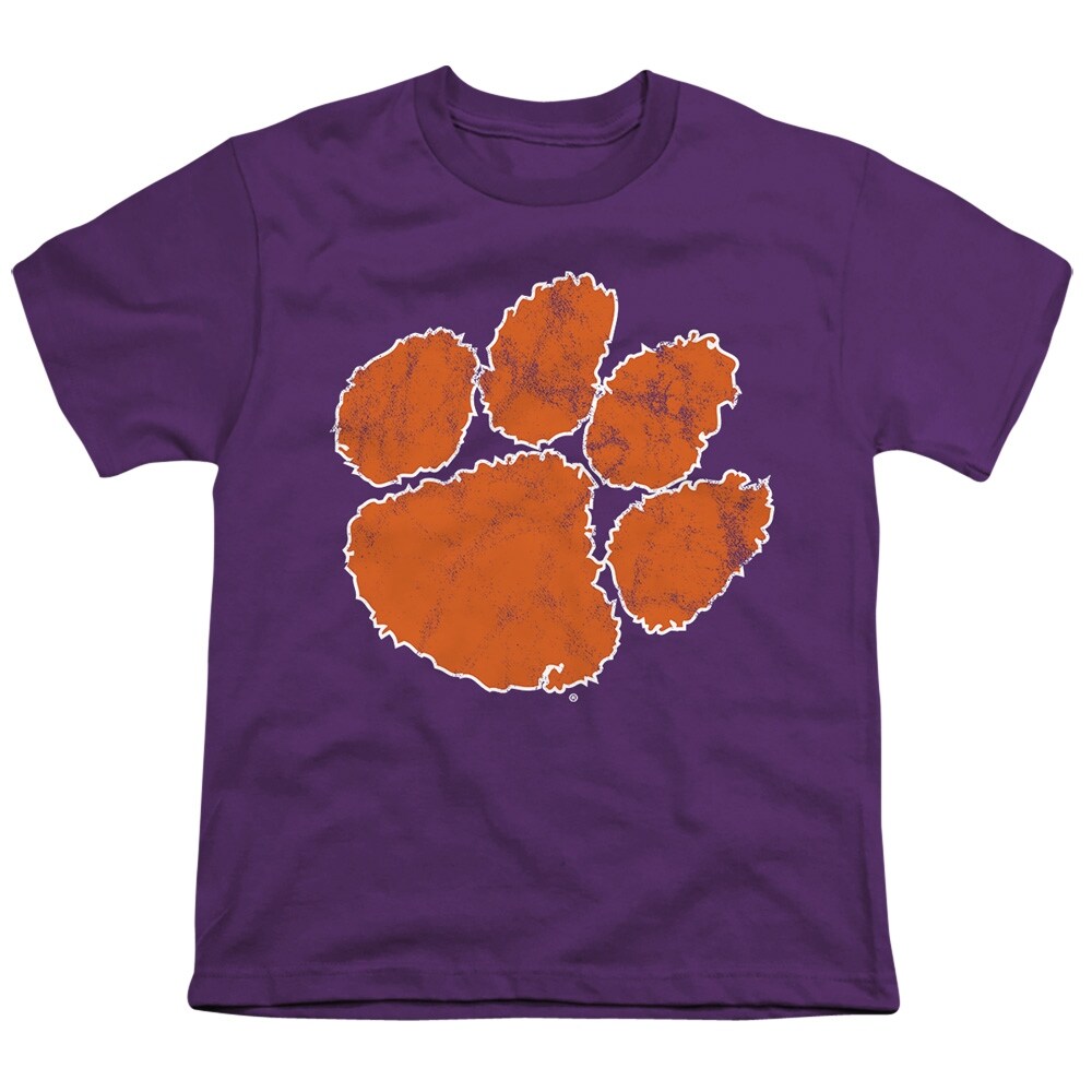 Clemson University Distressed Primary Logo Kids T Shirt for Youth Boys and Girls