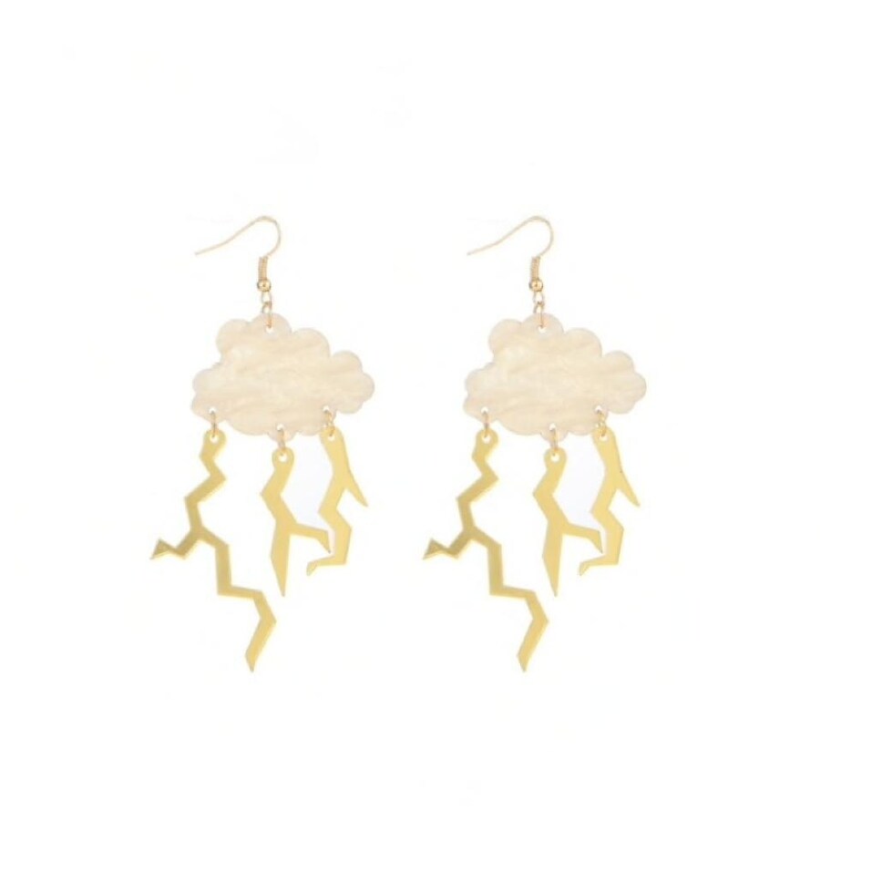 Cloud With Lightning Bolts Drop Earrings