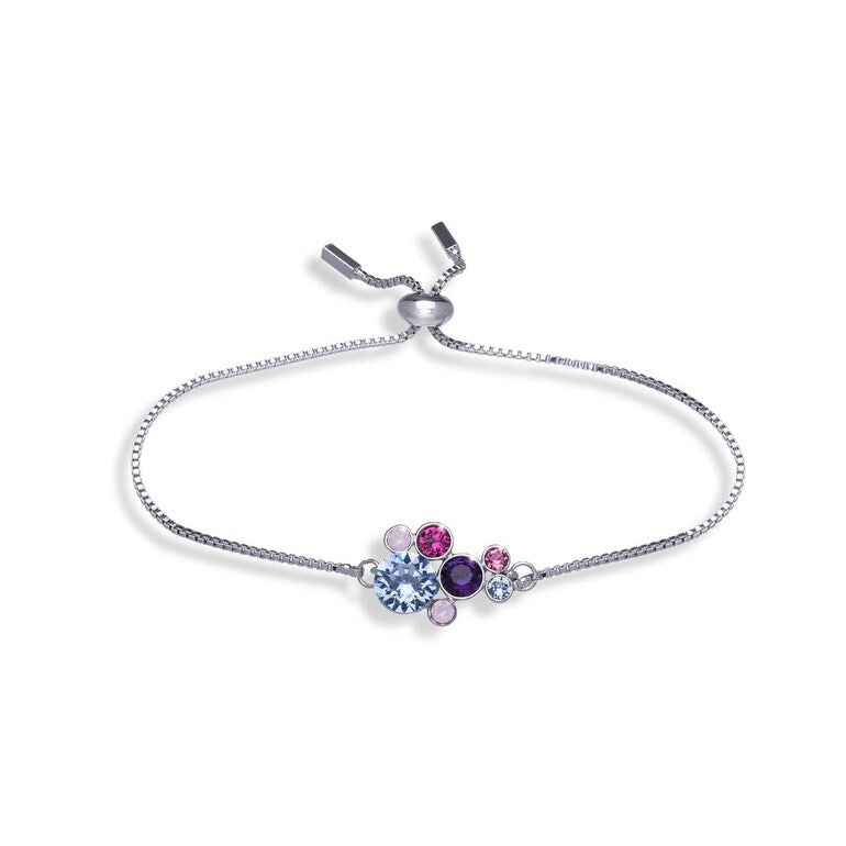 Cluster Blue Pink Bracelet With Swarovski Crystals