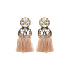 Clustered Crystal Circular Tasseled Drop Earrings