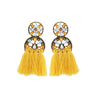 Clustered Crystal Circular Tasseled Drop Earrings