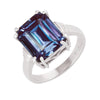 Color Changing Alexandrite Sterling Silver Emerald Cut Solitaire Ring