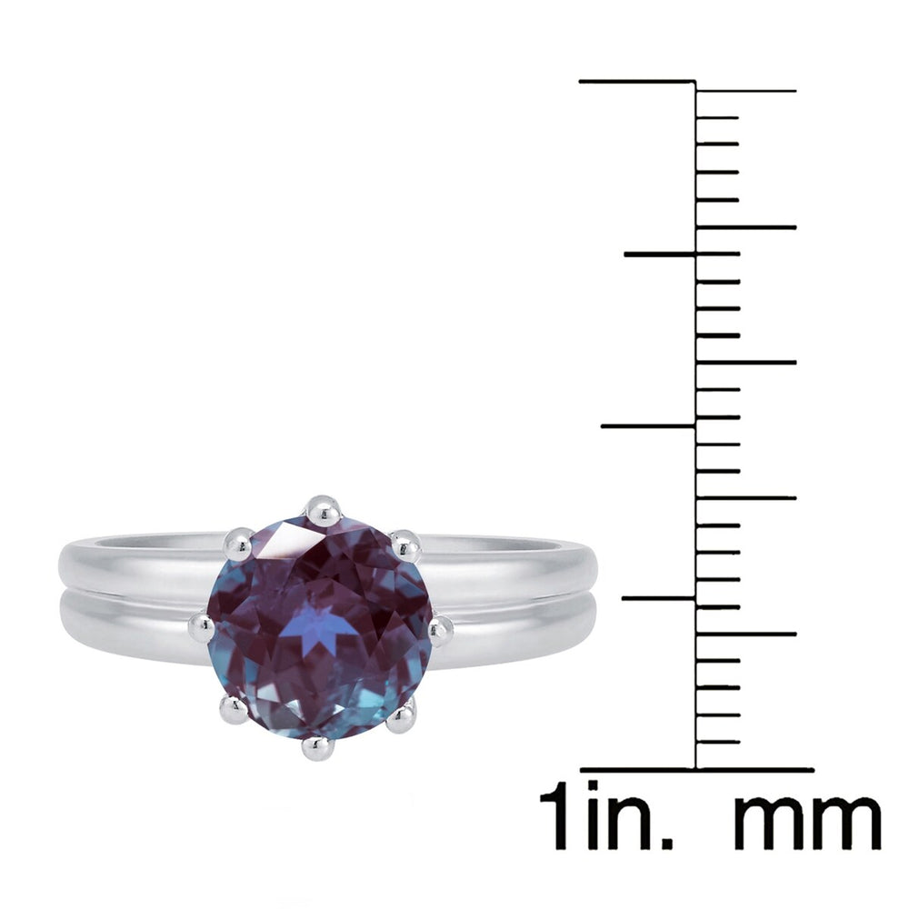 Color Changing Alexandrite Sterling Silver Solitaire Ring