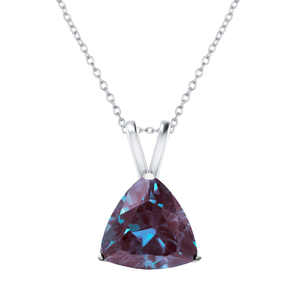 Color Changing Alexandrite Sterling Silver Trillion Pendant Necklace