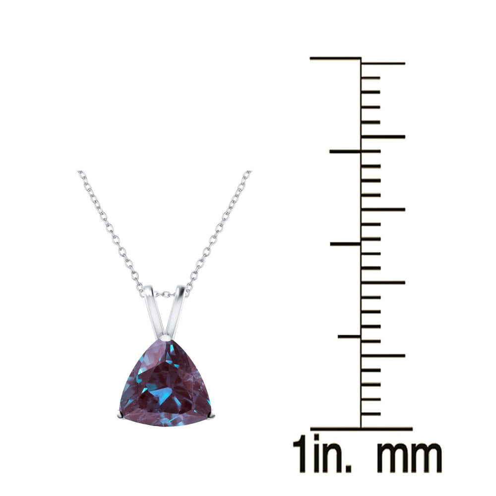 Color Changing Alexandrite Sterling Silver Trillion Pendant Necklace