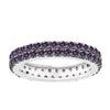 Color Changing Alexandrite Sterling Silver Two Row Eternity Band Ring