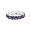 Color Changing Alexandrite Sterling Silver Two Row Eternity Band Ring