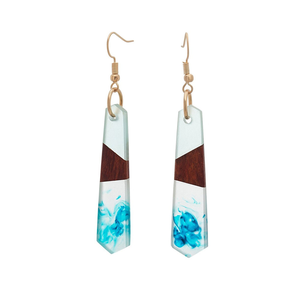 Colored Wooden Transparent Prism Drop Earrings