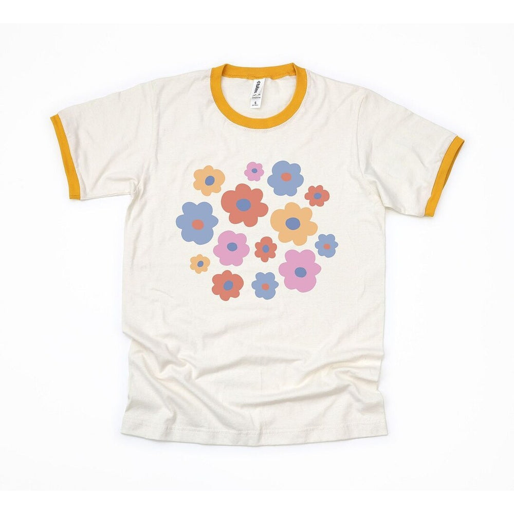 Colorful Daisies Ringer Tee