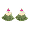 Colourful Triangular Tassel Drop Earrings