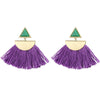 Colourful Triangular Tassel Drop Earrings