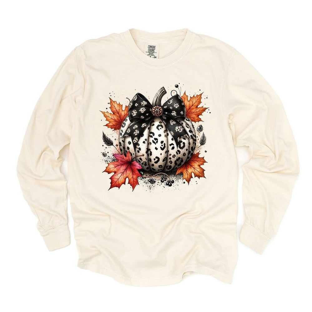 Coquette Animal Print Pumpkin Garment Dyed Long Sleeve