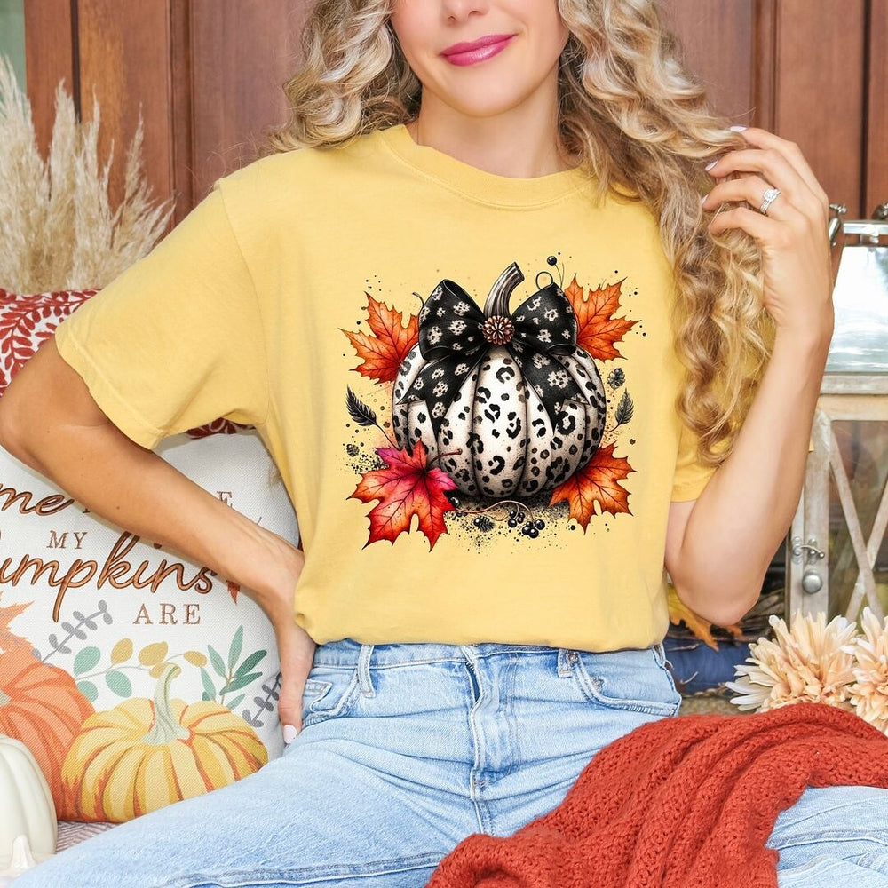 Coquette Animal Print Pumpkin Garment Dyed Tee