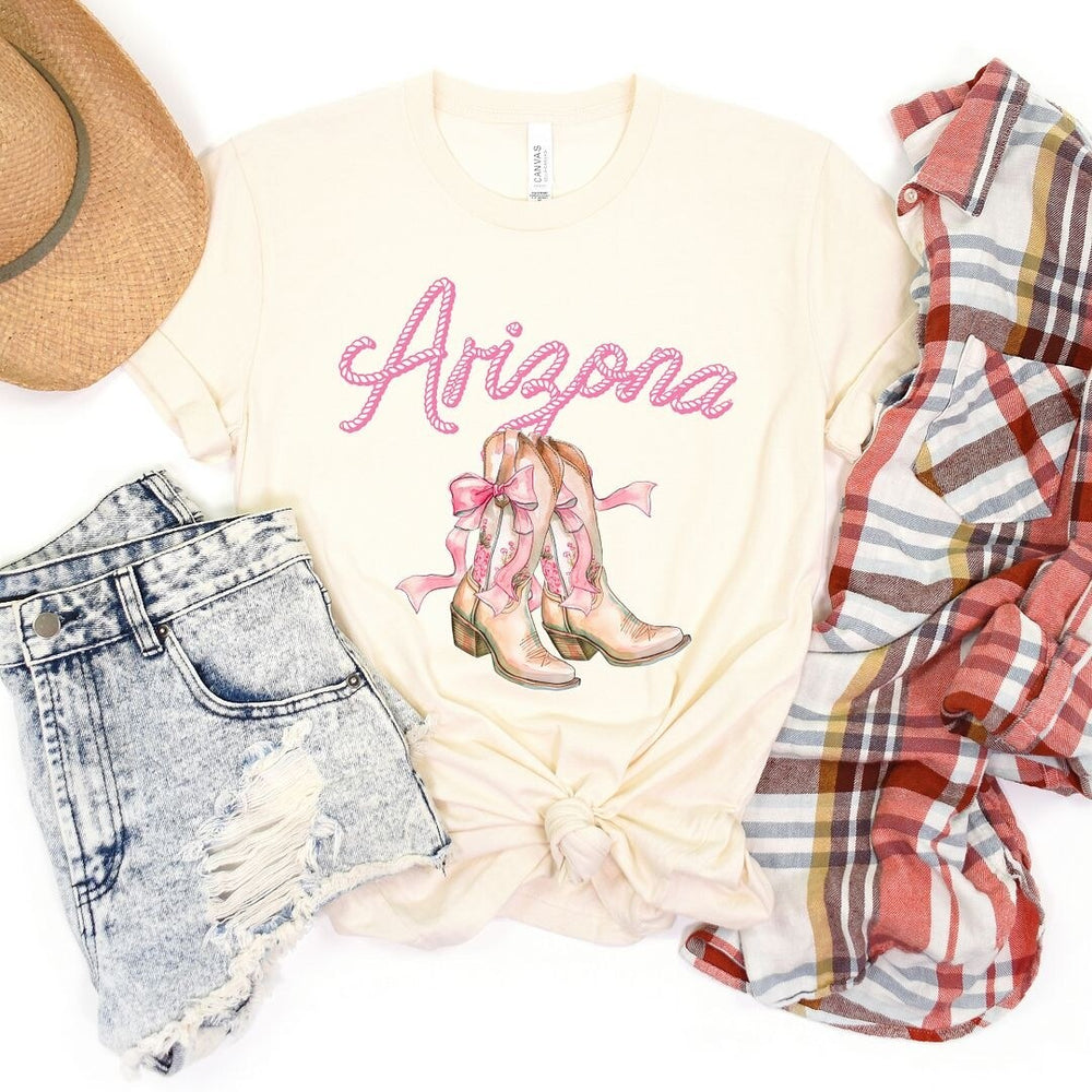 Coquette Arizona Cowgirl Boots Short Sleeve Crewnneck Tee