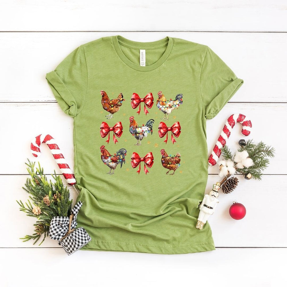 Coquette Christmas Chicken Short Sleeve Crewnneck Tee