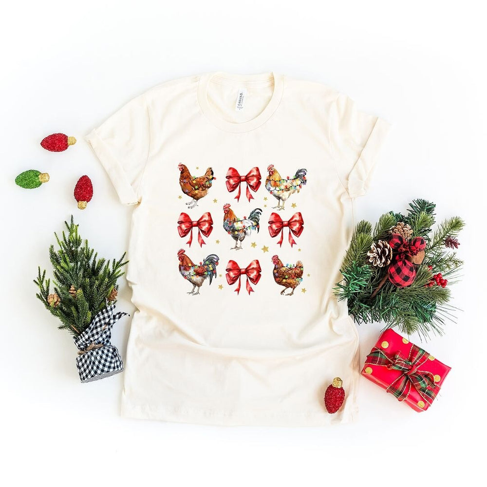 Coquette Christmas Chicken Short Sleeve Crewnneck Tee