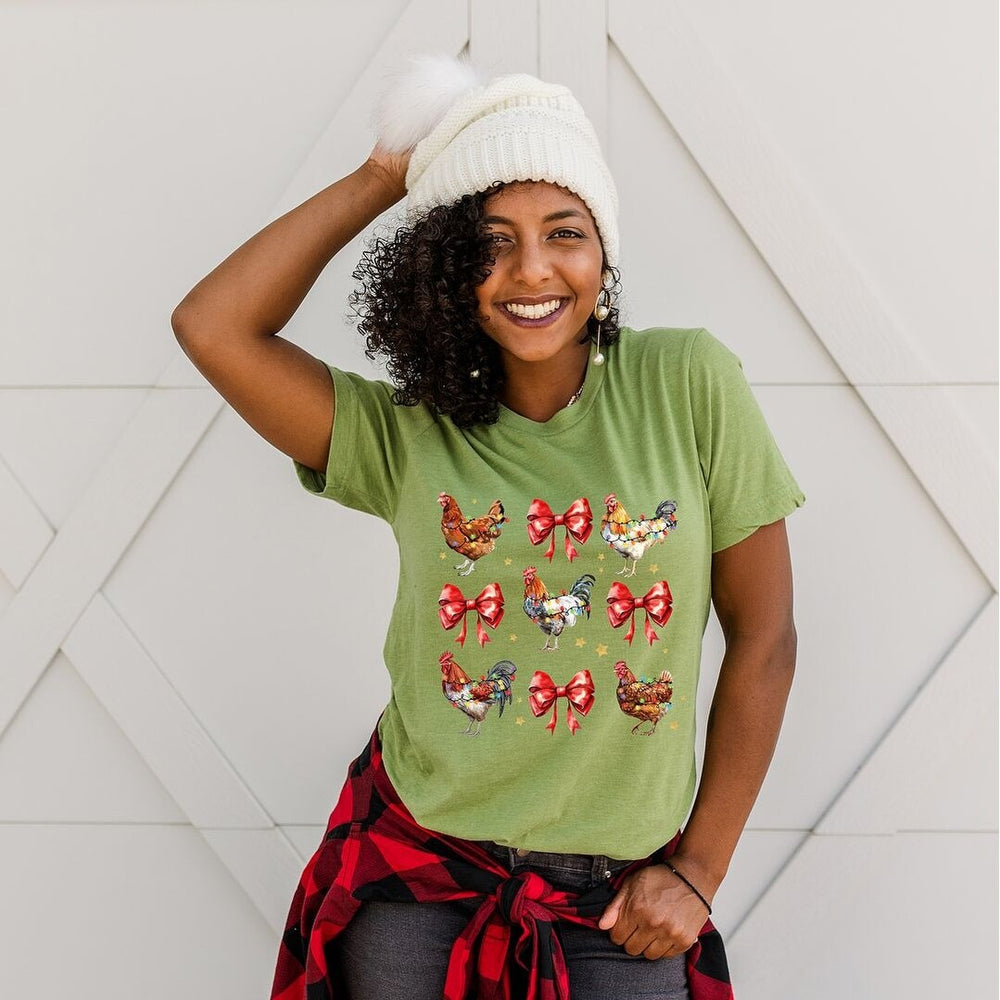 Coquette Christmas Chicken Short Sleeve Crewnneck Tee