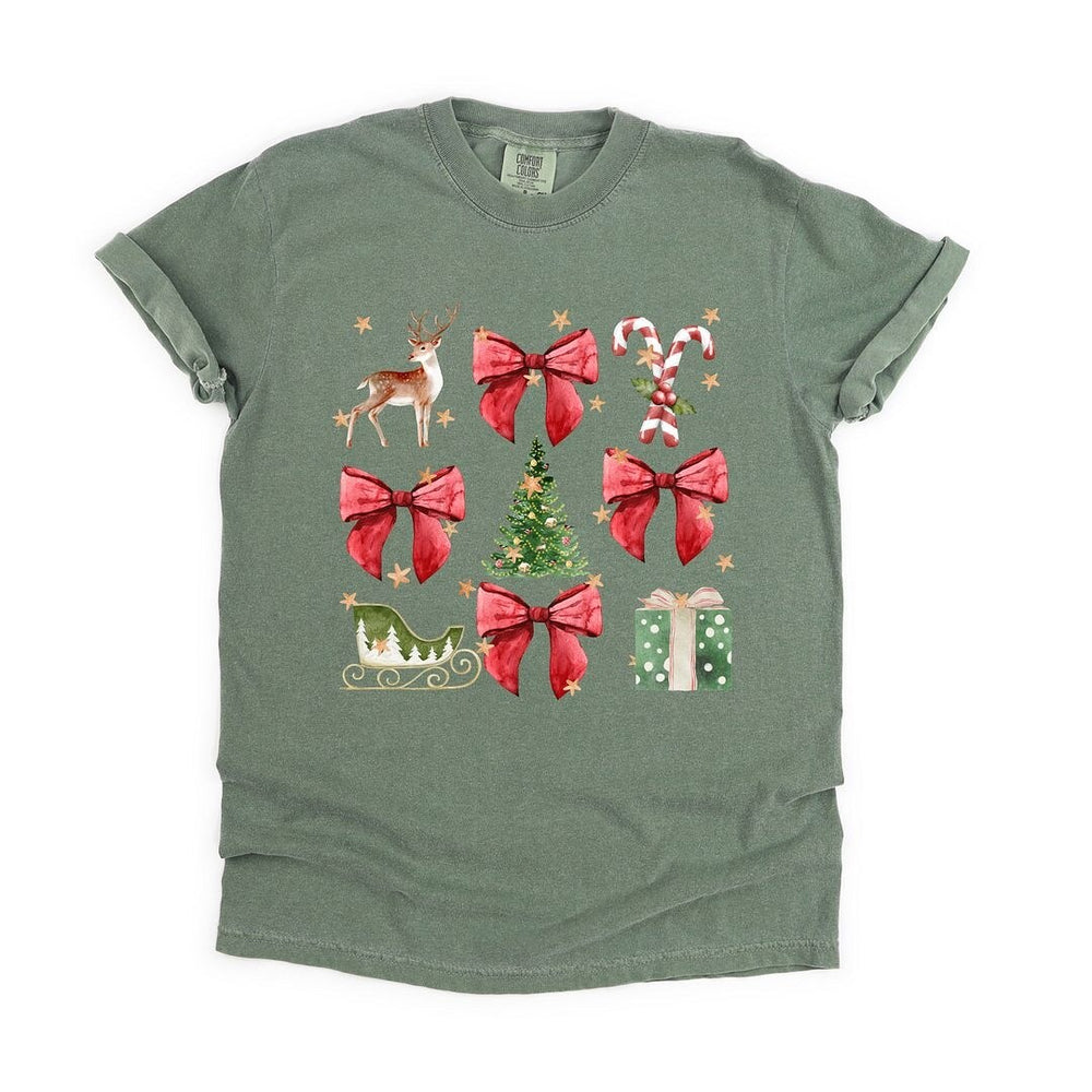 Coquette Christmas Collage Garment Dyed Tee