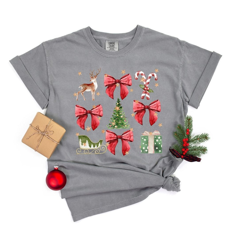 Coquette Christmas Collage Garment Dyed Tee