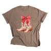 Coquette Cowgirl Christmas Boots Garment Dyed Tee