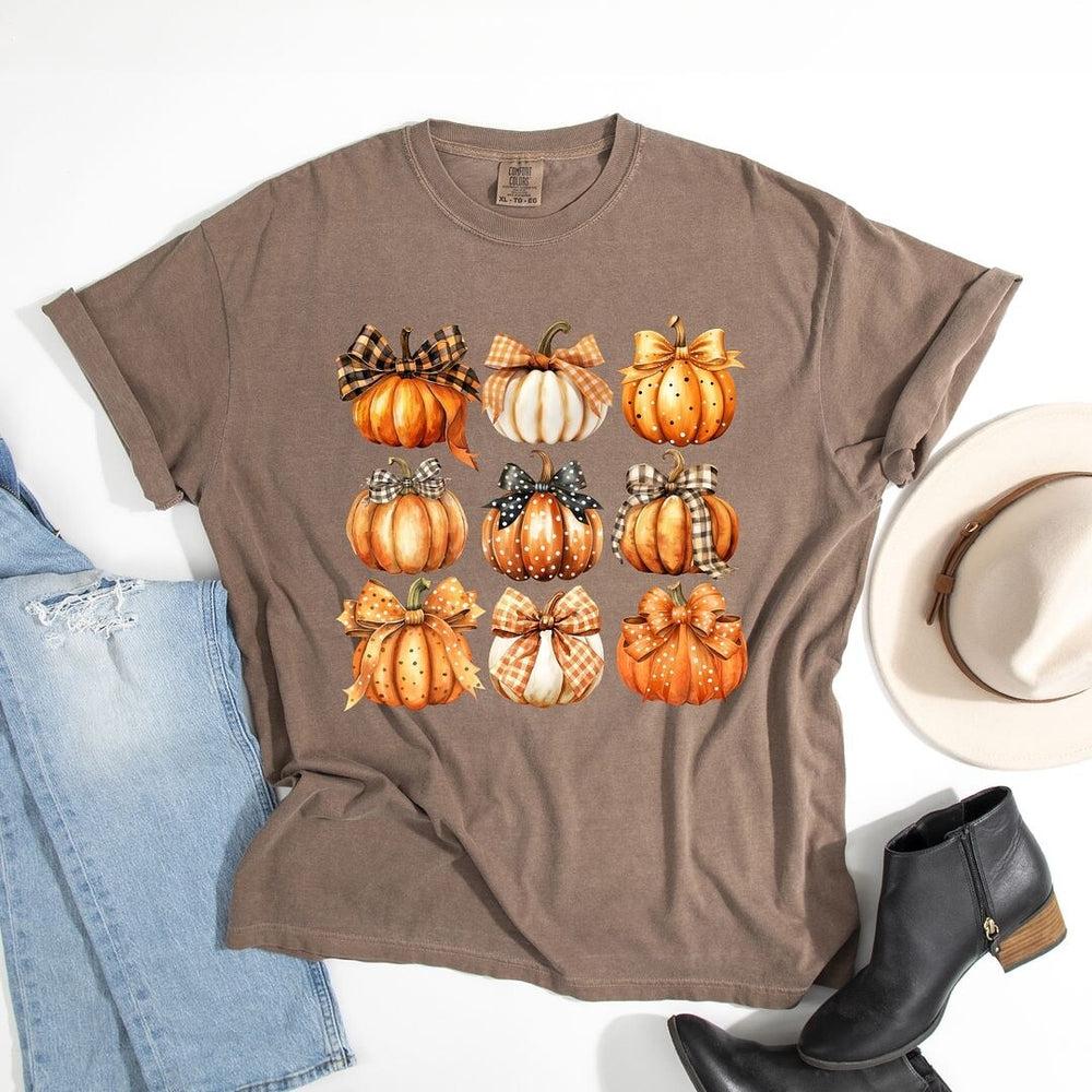 Coquette Fall Pumpkin Chart Garment Dyed Tee