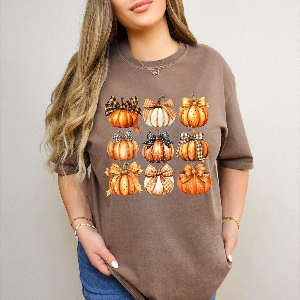 Coquette Fall Pumpkin Chart Garment Dyed Tee