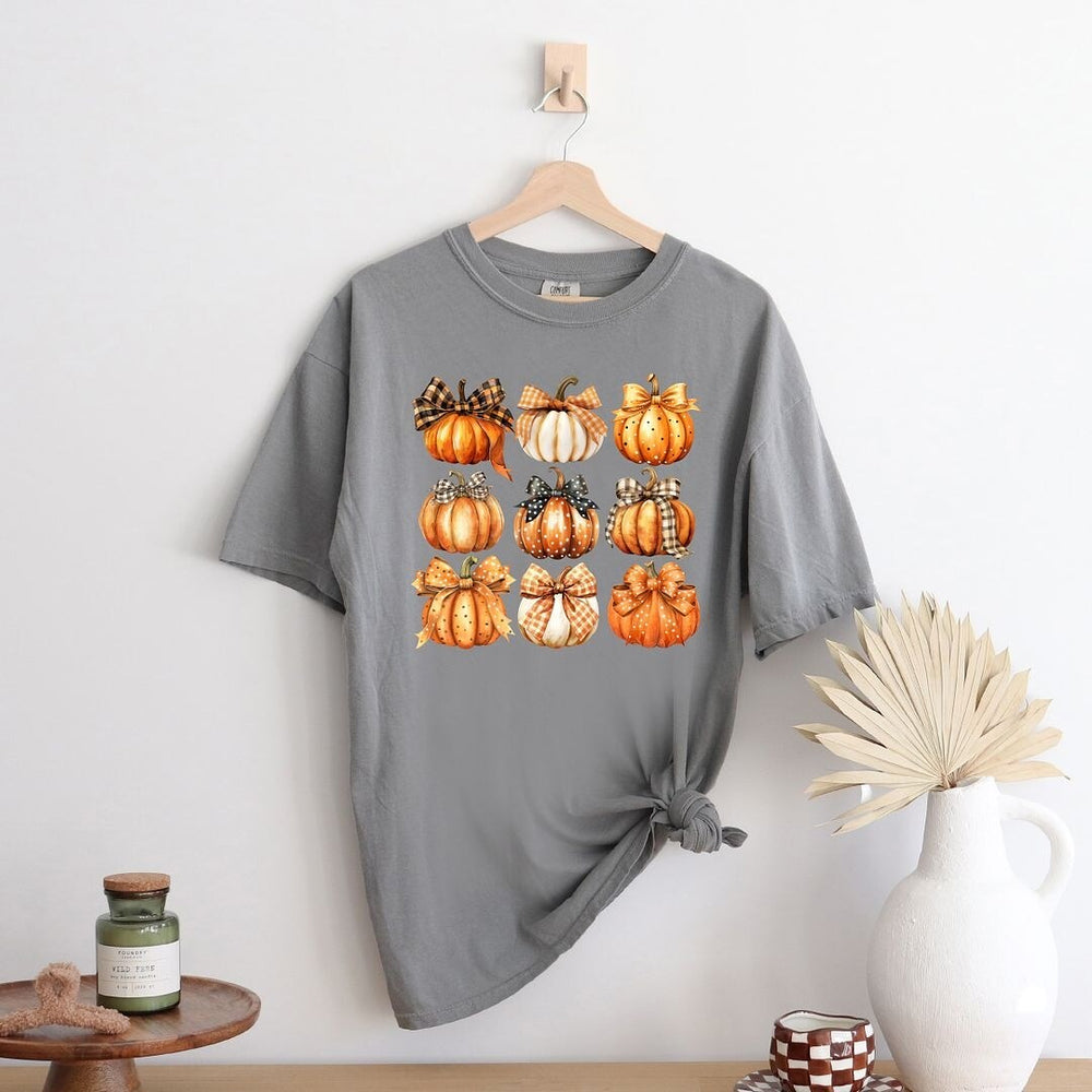 Coquette Fall Pumpkin Chart Garment Dyed Tee