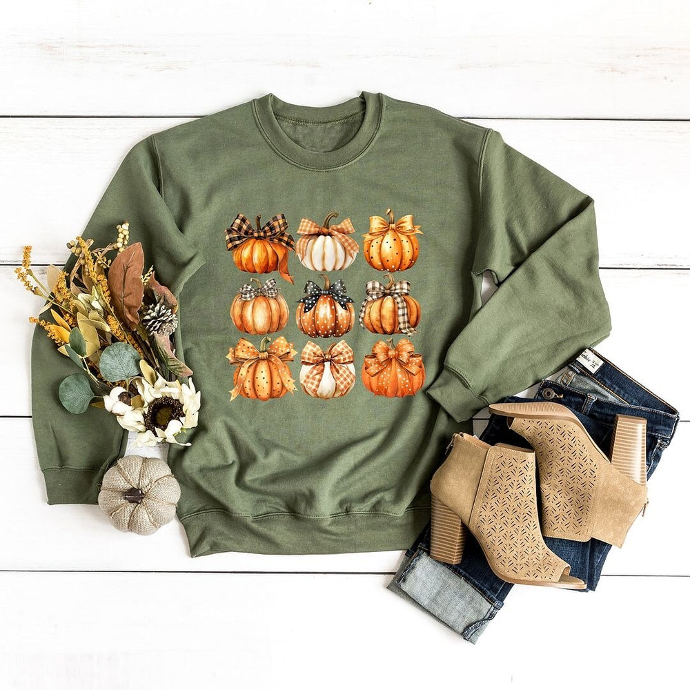 Coquette Fall Pumpkin Chart Graphic Sweatshirt