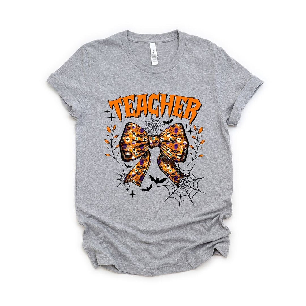 Coquette Halloween Teacher Short Sleeve Crewnneck Tee