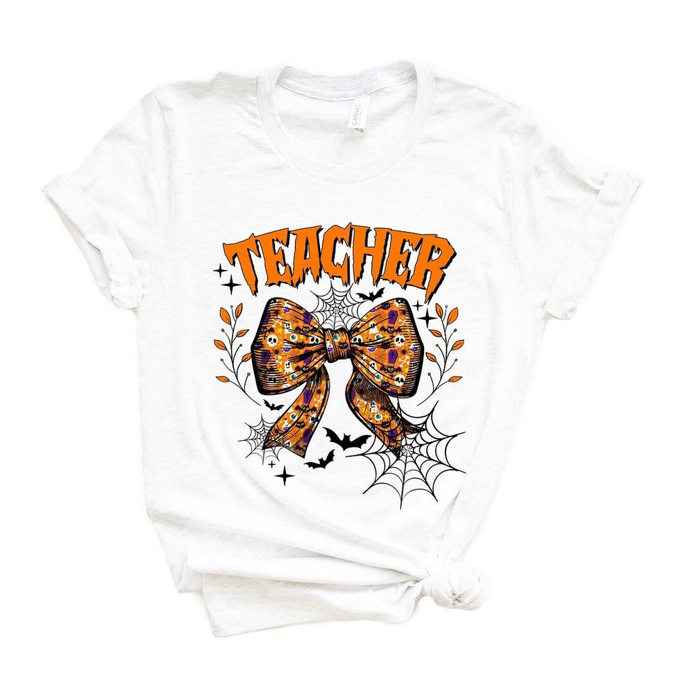 Coquette Halloween Teacher Short Sleeve Crewnneck Tee