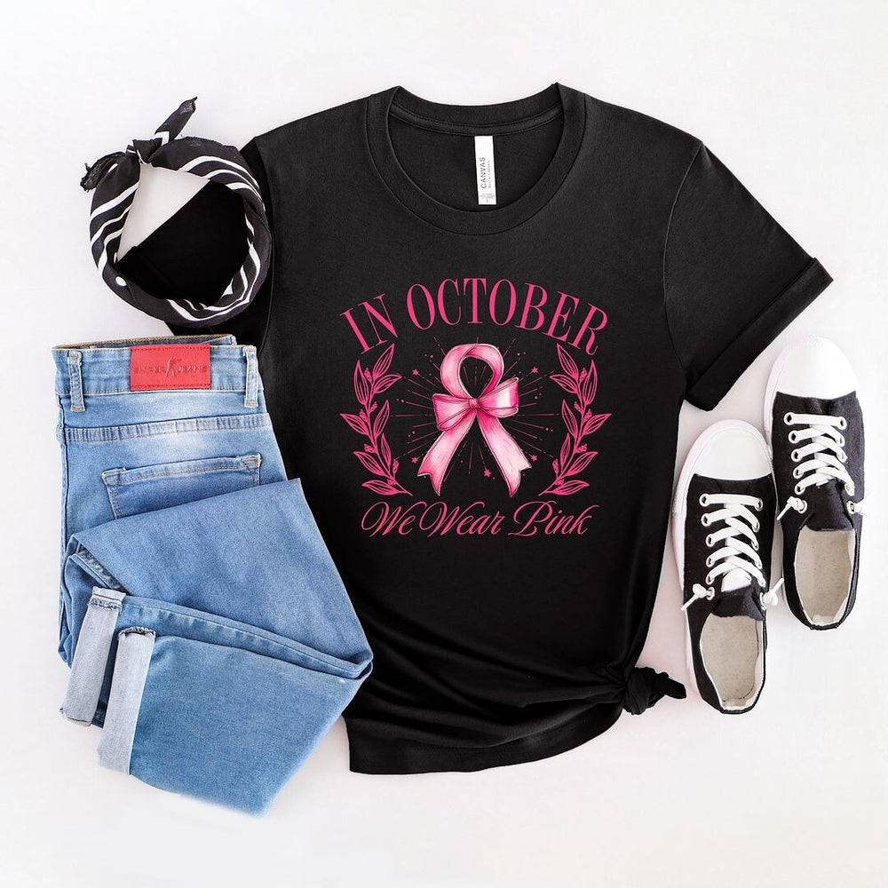 Coquette October We Wear Pink Short Sleeve Crewnneck Tee