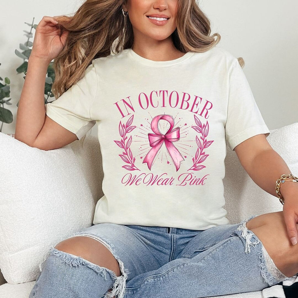 Coquette October We Wear Pink Short Sleeve Crewnneck Tee