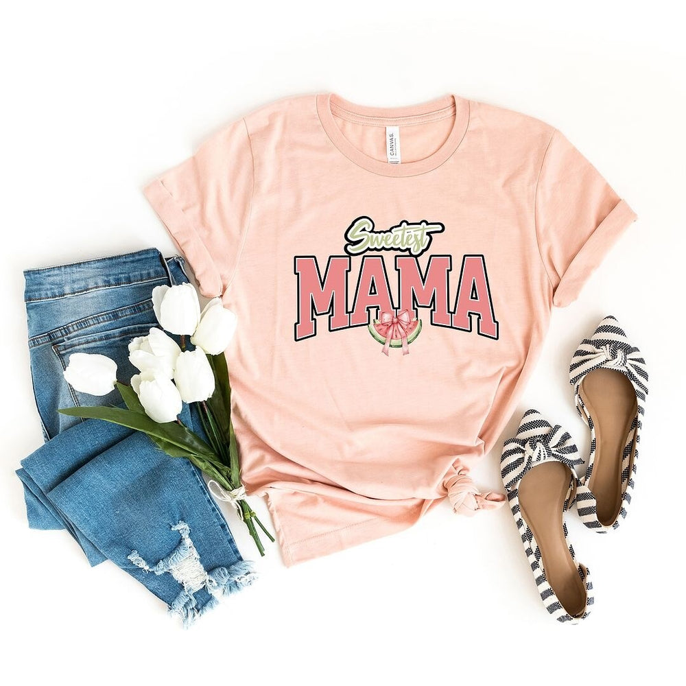 Coquette Sweetest Mama Watermelon Short Sleeve Crewnneck Tee