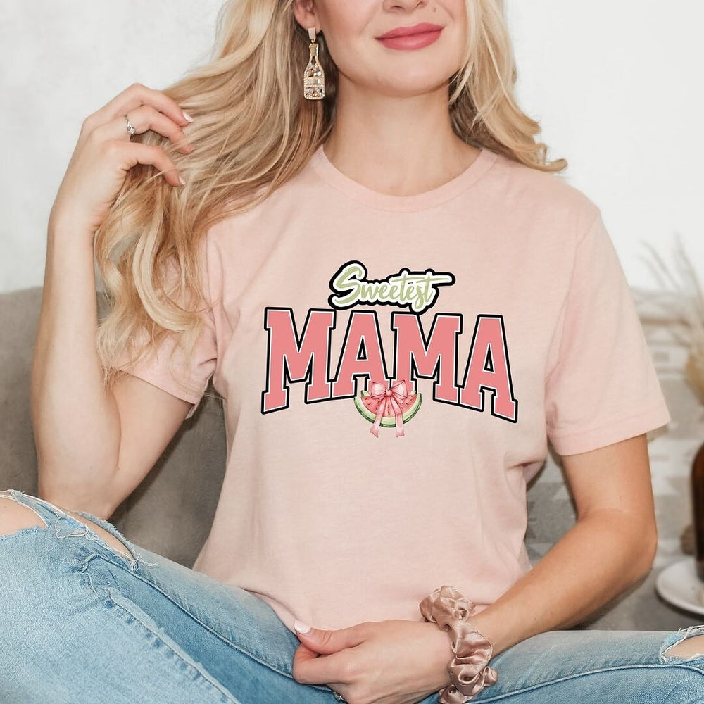 Coquette Sweetest Mama Watermelon Short Sleeve Crewnneck Tee