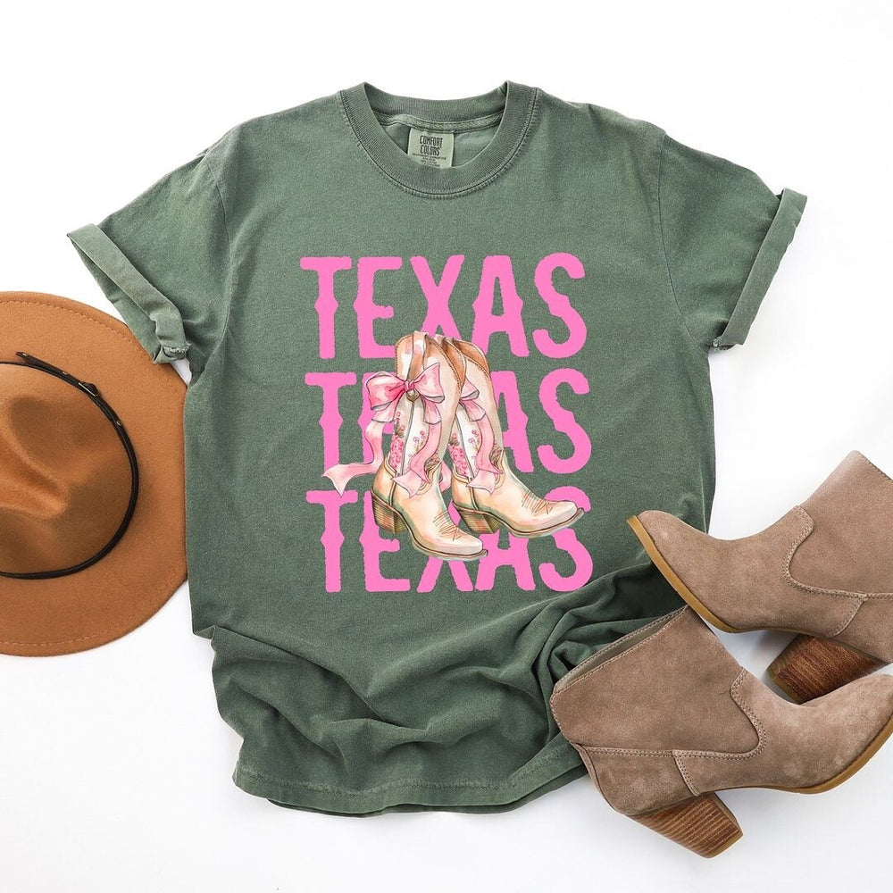 Coquette Texas Cowgirl Boots Garment Dyed Tee