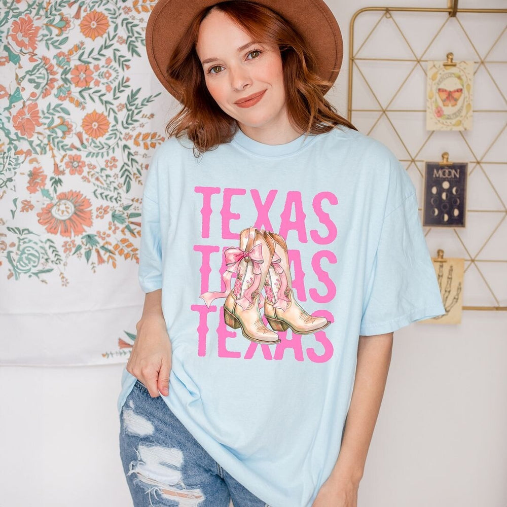 Coquette Texas Cowgirl Boots Garment Dyed Tee