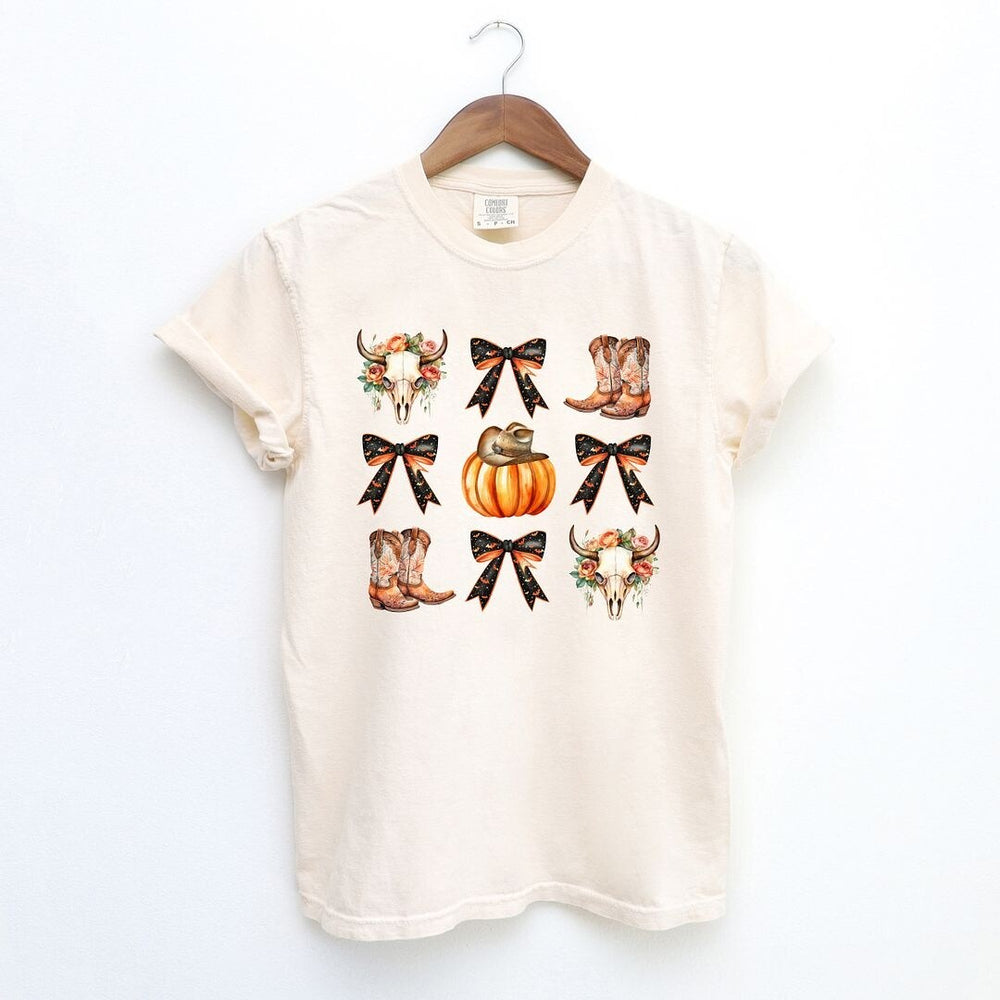 Coquette Western Halloween Chart Garment Dyed Tee