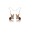 Corgi Dog With Black Bowtie Drop Earrings