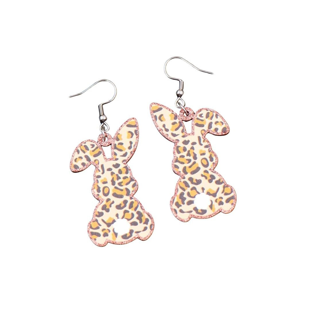 Cotton Tail Leopard Bunny Drop Earrings