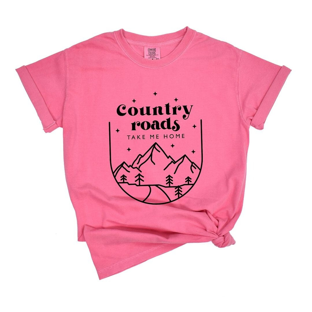 Country Roads Mountains Garment Dyed Tee