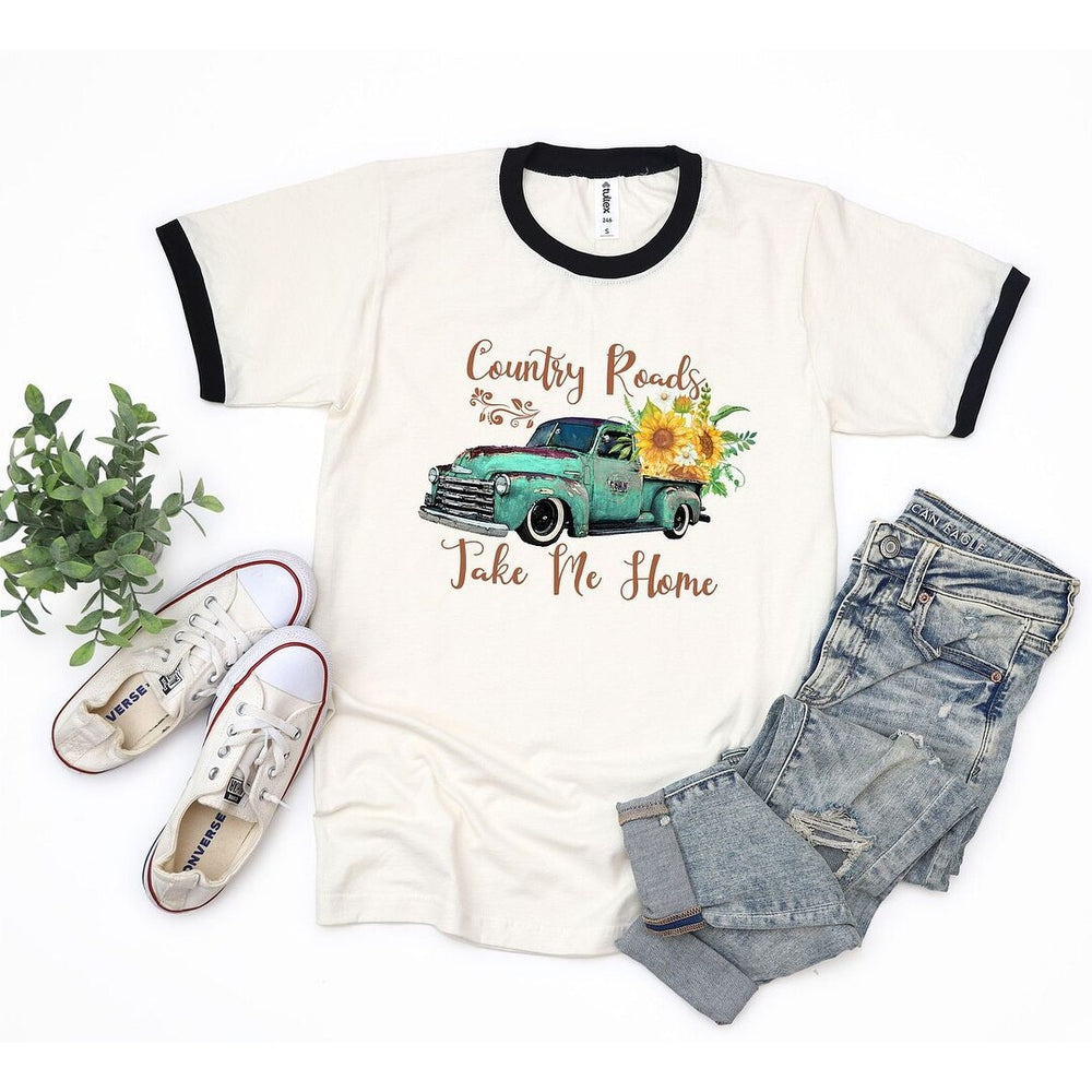 Country Roads Truck Ringer Tee