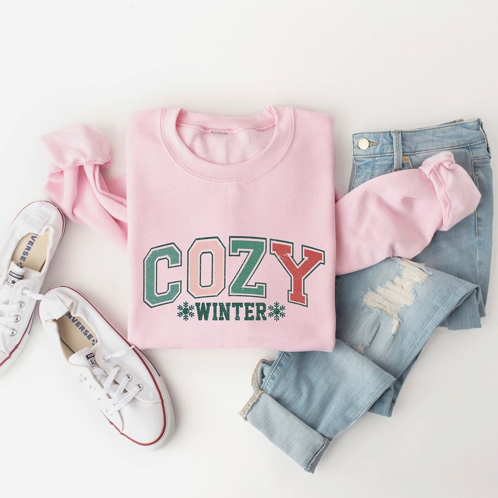 Cozy Winter Varsity Graphic Sweatshirt