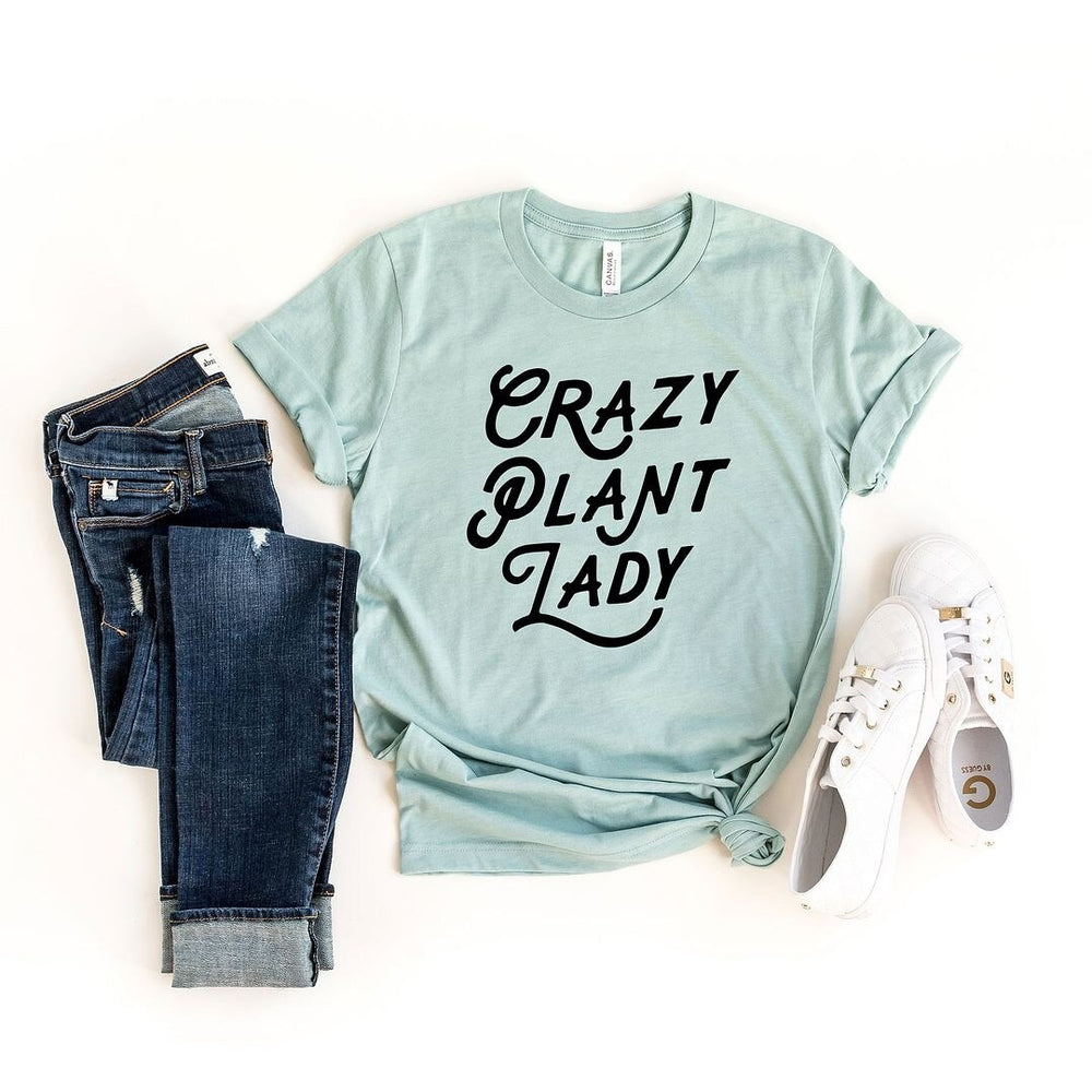 Crazy Plant Lady Cursive Short Sleeve Crewnneck Tee