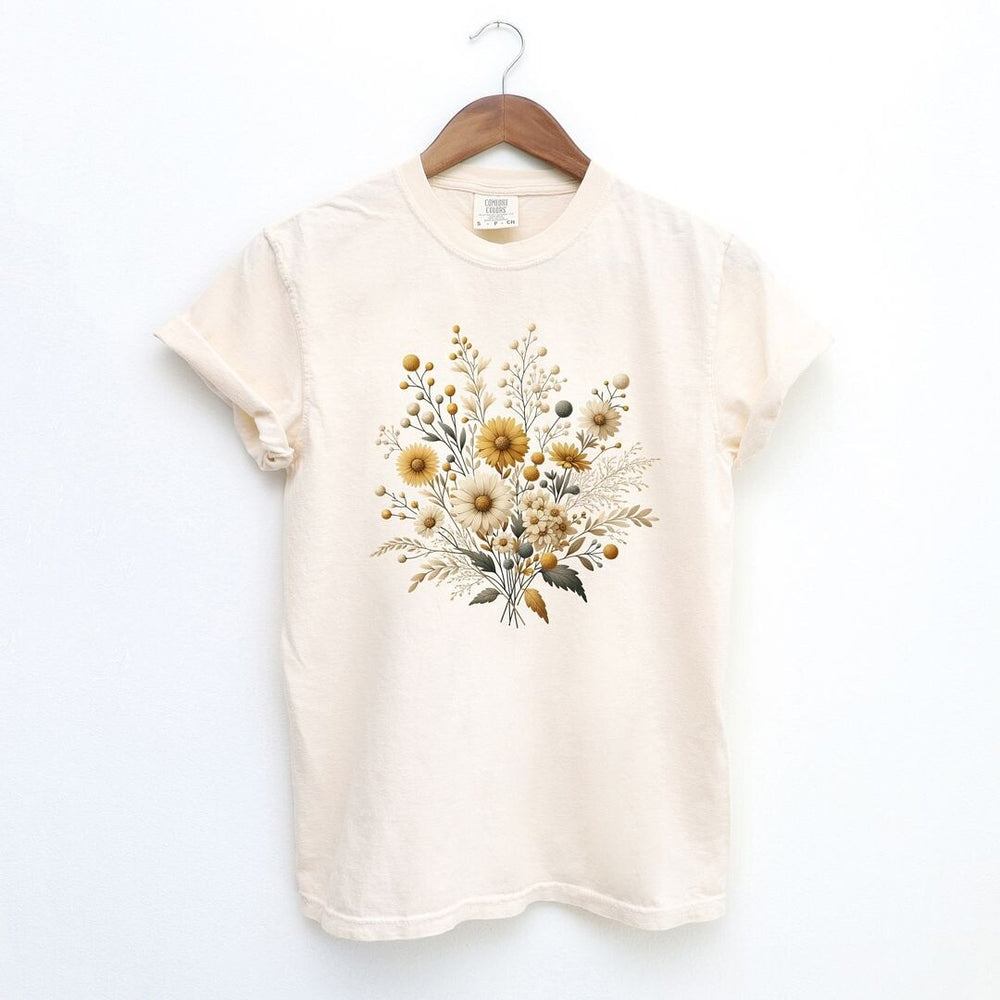 Cream and Gold Bouquet Garment Dyed Tee