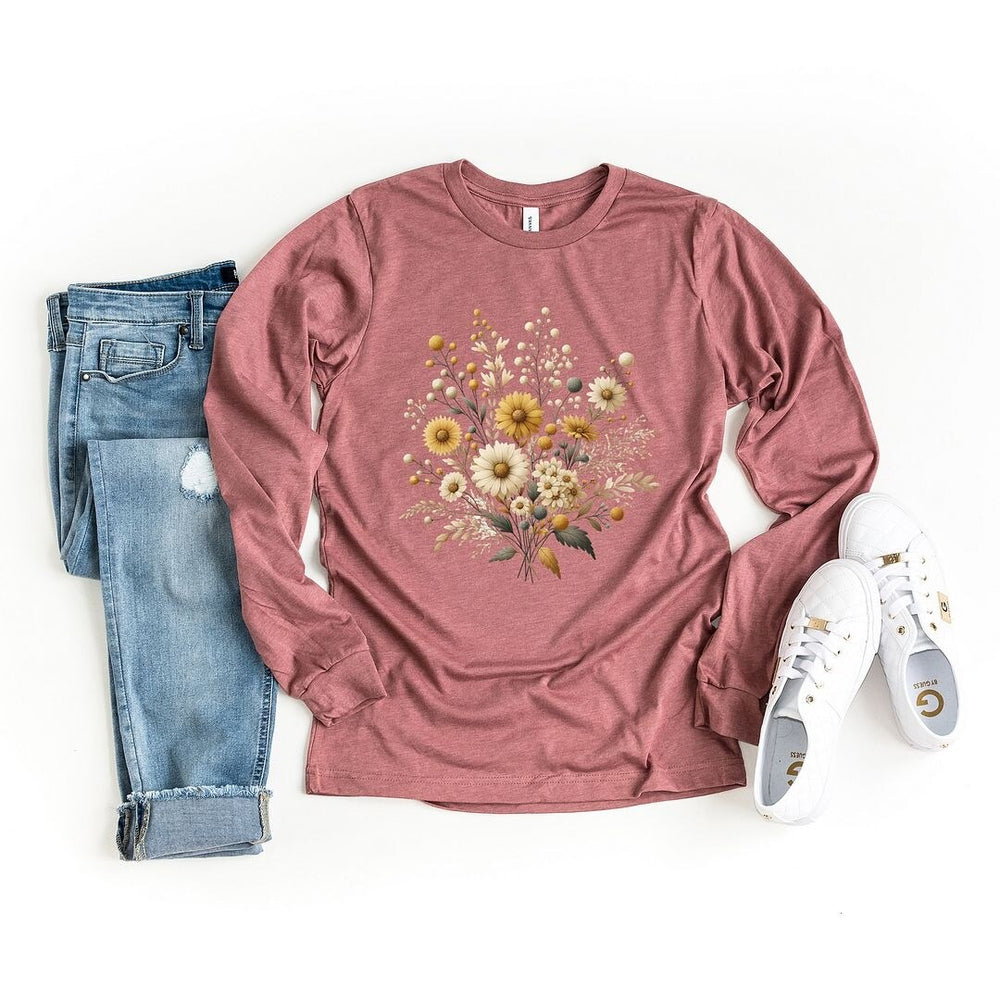 Cream and Gold Bouquet Long Sleeve Tee